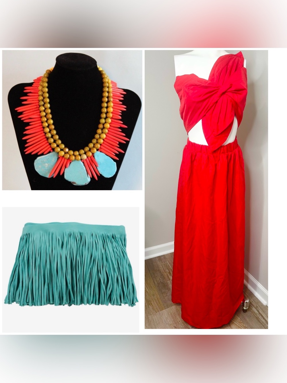 Red Twist-Front Skirt Out Maxi  Dress - xl